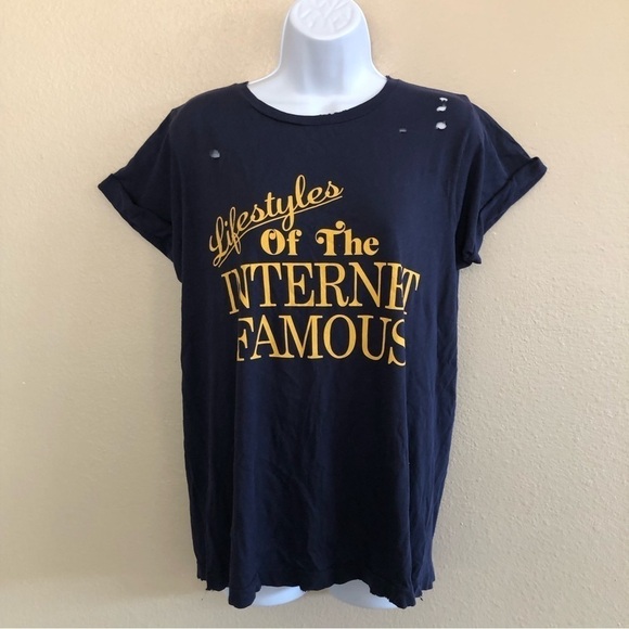 Wildfox Lifestyles Of Internet Famous Crew Neck Destroy Tee Size S - Picture 1 of 13